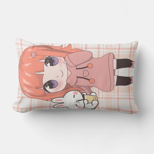 Cojín Lumbar estilo de anime de dalls dulce (Anverso)