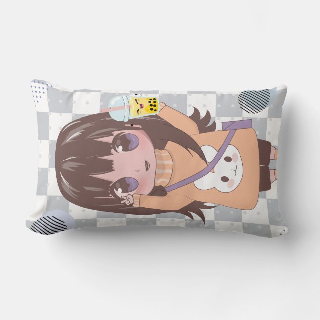 Cojín Lumbar estilo de anime de dalls dulce (Anverso)