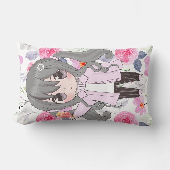 Cojín Lumbar estilo de anime de dalls dulce (Anverso)