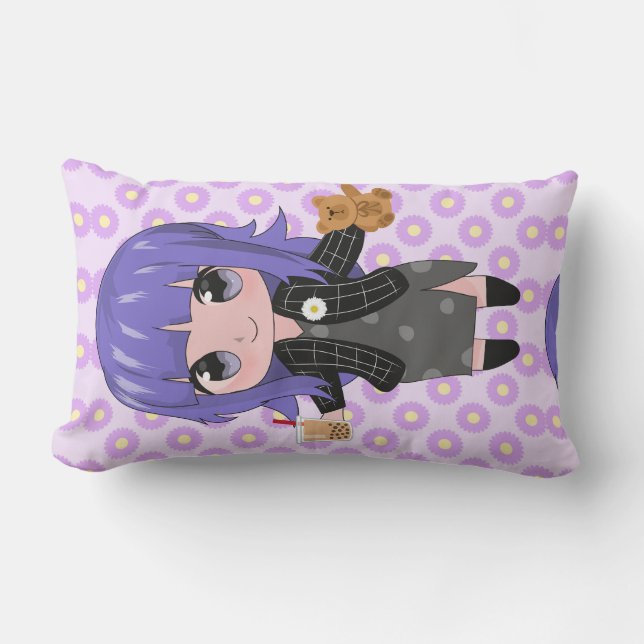 Cojín Lumbar estilo de anime de dalls dulce (Anverso)