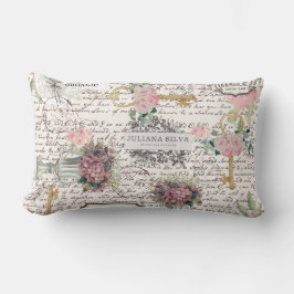 Cojín Lumbar Estilo de periódico francés moderno decorativo flo