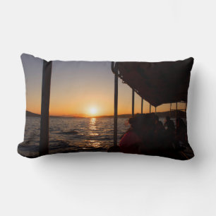 Cojín Lumbar Estilo de vida egeo en barco al atardecer en veran