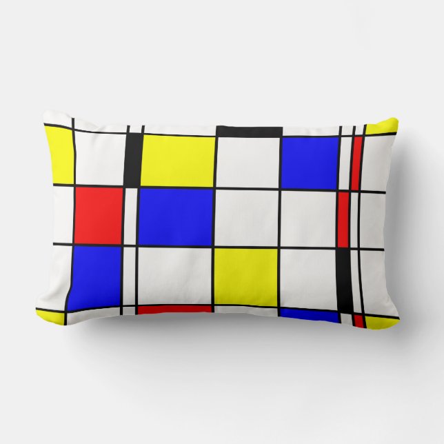 Cojín Lumbar Estilo del arte de Mondrian (Anverso)