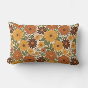 Cojín Lumbar estilo floral/flor de los 70 vintage