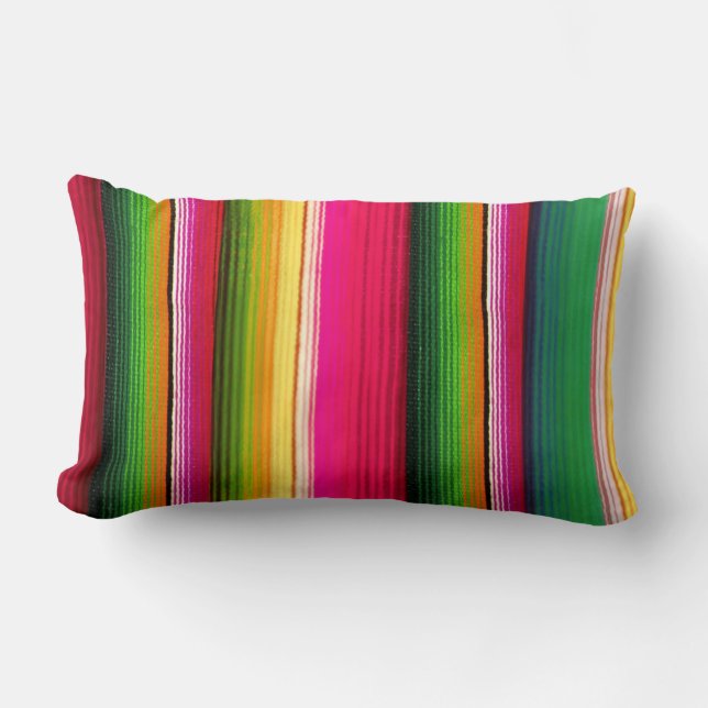 Cojín Lumbar estilo mexicano colorido (Anverso)