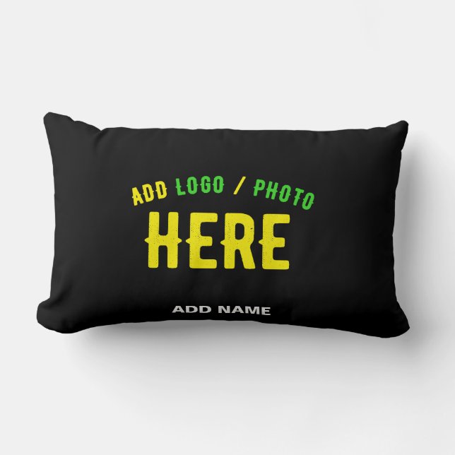 COJÍN LUMBAR ESTILOSO MODERNO PERSONALIZABLE NEGRO MARCADO VERI (Anverso)