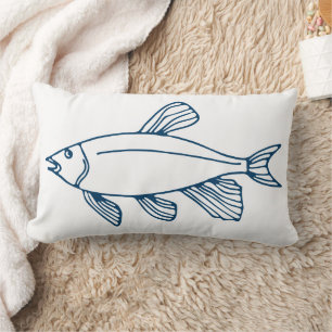 Cojín Lumbar Estiloso Pescado Azul Verde azulado - Tema Náutic