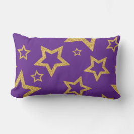 Cojín Lumbar Estrella dorada glamurosa en morado
