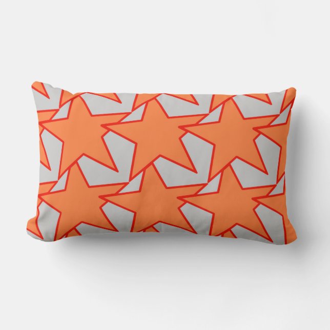 Cojín Lumbar Estrella moderna geométrica - naranja coralino y (Anverso)