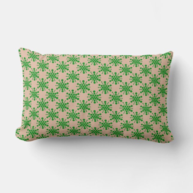 Cojín Lumbar Estrella punteada verde en taupe (Anverso)
