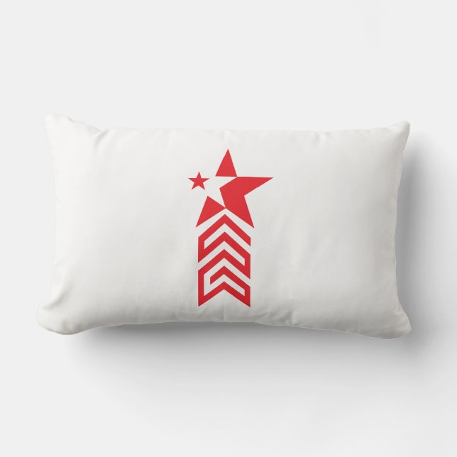 Cojín Lumbar Estrella Roja con Flechas de Chevron (Anverso)