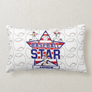 Cojín Lumbar Estrella y rayas de béisbol personalizadas