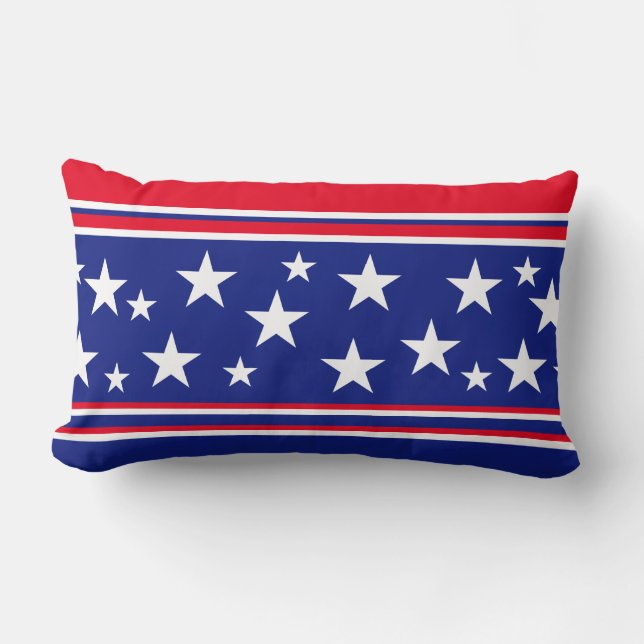 Cojín Lumbar Estrellas patrióticas azul blanco rojo (Anverso)