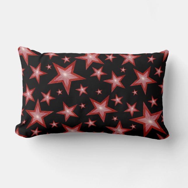 Cojín Lumbar Estrellas rojas Black lumbar rojo espalda (Anverso)