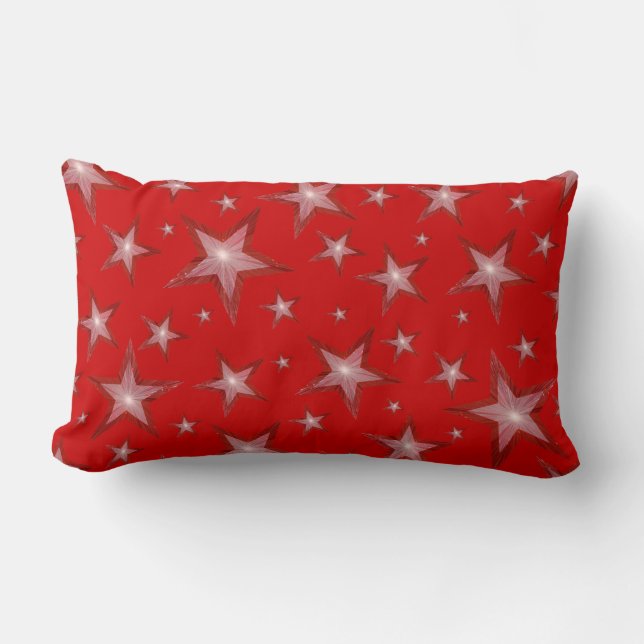 Cojín Lumbar Estrellas rojas 'Texto' espalda lumbar blanca (Anverso)