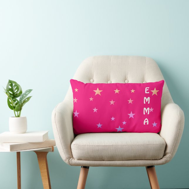 Cojín Lumbar estrellas rosas personalizadas (Silla)