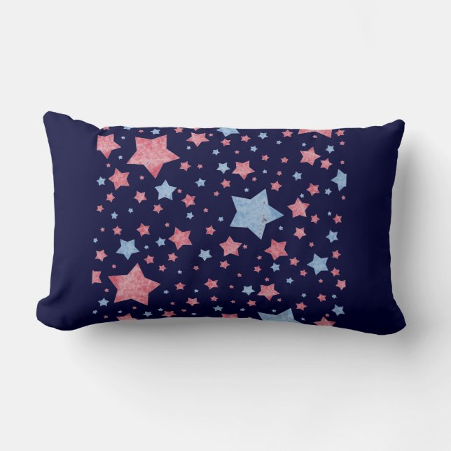 Cojín Lumbar Estrellas rosas y azules (Anverso)