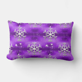 Cojín Lumbar Estrellas y copos de nieve con Navidades morados