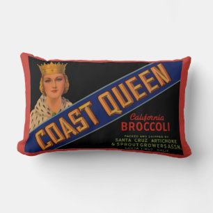 Cojín Lumbar Etiqueta de caja de brócoli Coast Queen de la déca