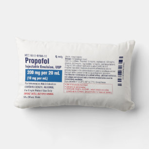 Cojín Lumbar Etiqueta divertida de propofol médico