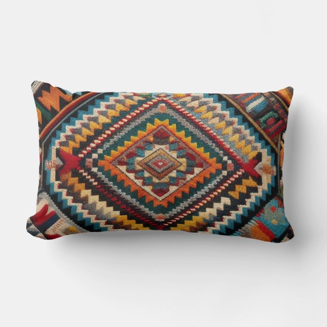 Cojín Lumbar Etnia kilim Turca Anatolia Geometric Farmhouse (Anverso)