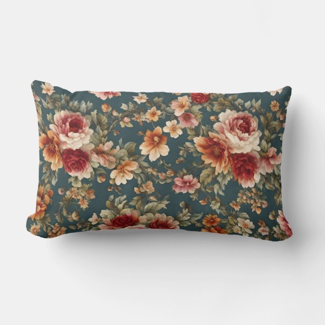 Cojín Lumbar Exquisitos Rosas románticos y hermosas flores (Anverso)