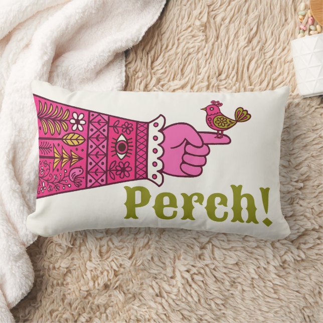 Cojín Lumbar Fab Retro Folk Art Pointing Hand Manicule (Manta)