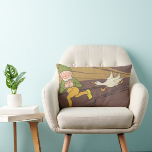 Cojín Lumbar Fábula vintage de Esopo La gallina que puso el hue