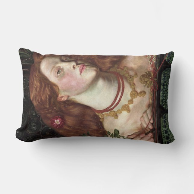 Cojín Lumbar Fair Rosamund (Mujer Elegante y Hermosa Redhead) (Anverso)