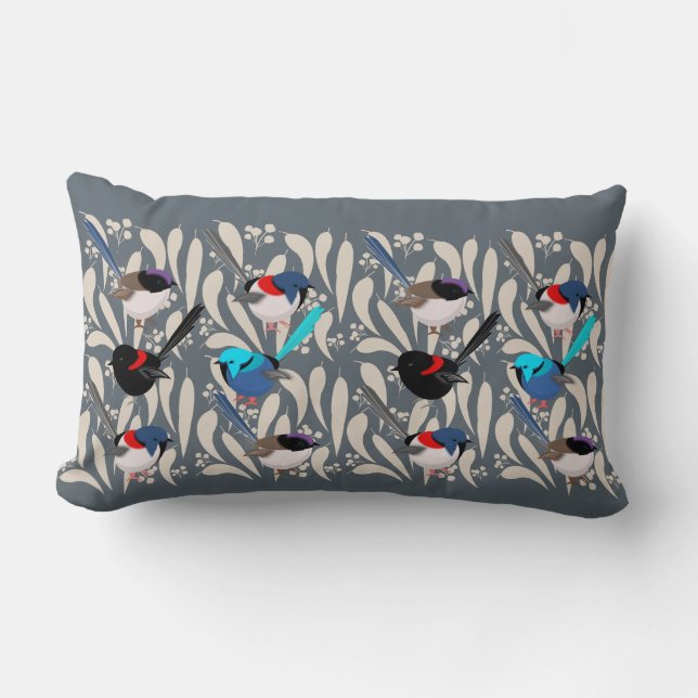 Cojín Lumbar Fairy Wrens (Anverso)