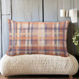 Cojín Lumbar Fall tartan plaid beige naranja plum check moderno
