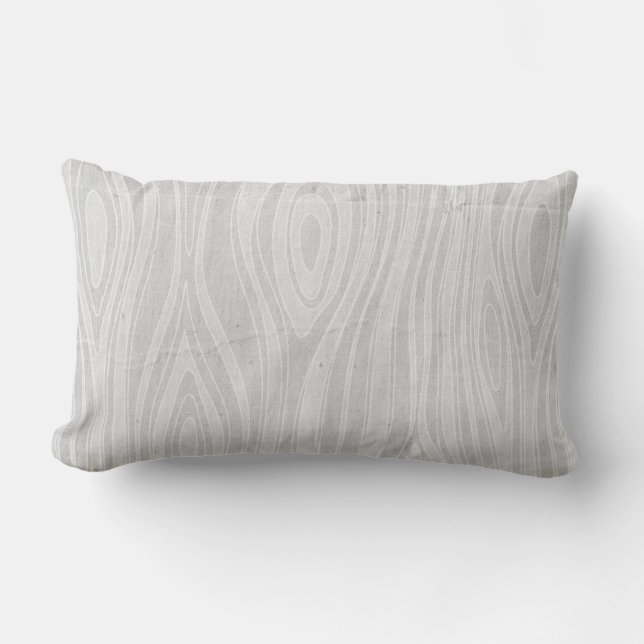 Cojín Lumbar Falsa viruta de madera dibujada mano rústica gris (Anverso)