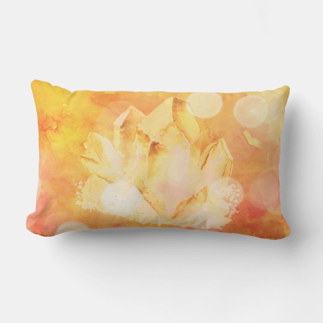 Cojín Lumbar Falso amarillo citrino del oro de los cristales (Anverso)