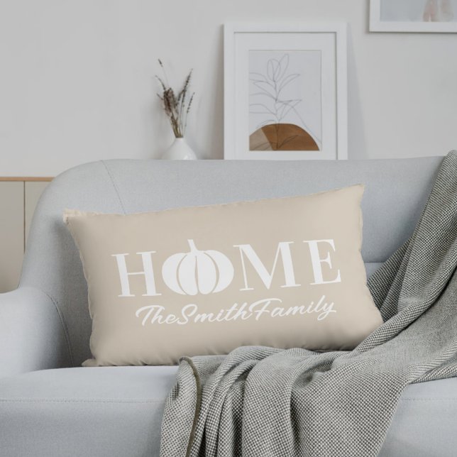 Cojín Lumbar Familia De Calabaza Blanca De Otoño Nombre Beige (Subido por el creador)