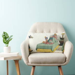 Cojín Lumbar Familia de la época sirviendo el desayuno de mamá 