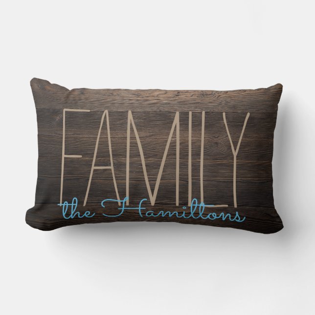 Cojín Lumbar Familia de Moda de MADERA Rustica FAUX Monograma A (Anverso)