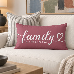 Cojín Lumbar Familia de Vino Rosado con Monograma de Letra Scri