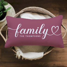 Cojín Lumbar Familia de Vino Rosado con Monograma de Letra Scri