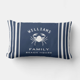 Cojín Lumbar Familia Fancy Navy Blue White Crab Nombre Casa de 
