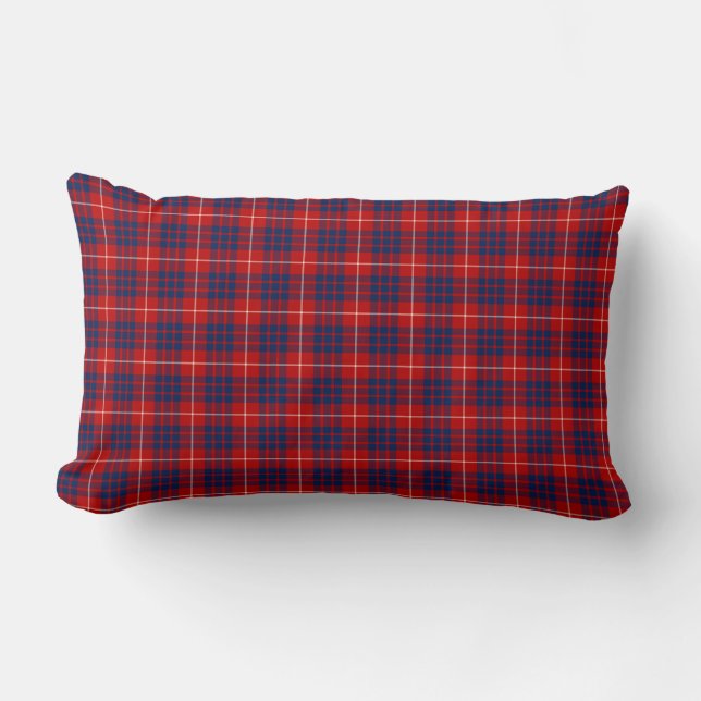 Cojín Lumbar Familia Hamilton Tartan Red and Royal Blue Plaid (Anverso)