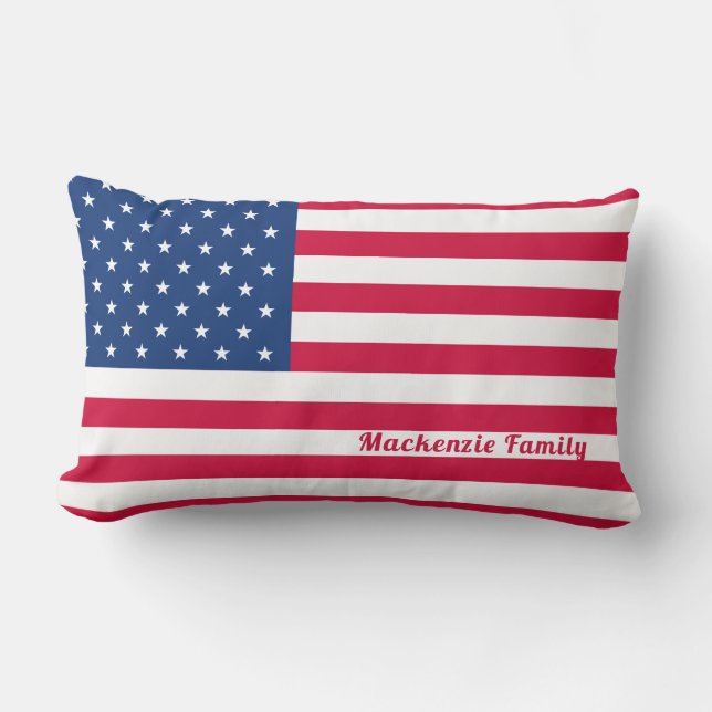 Cojín Lumbar Familia personalizada el | americana de la bandera (Anverso)