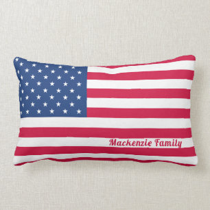 Cojín Lumbar Familia personalizada el   americana de la bandera