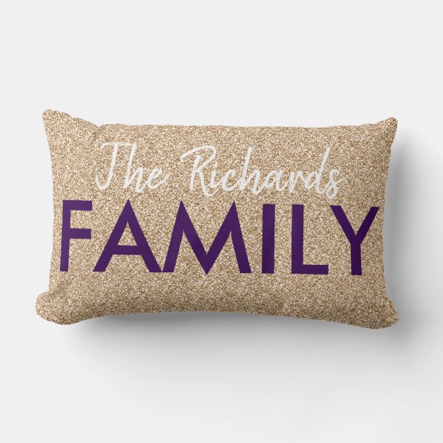 Cojín Lumbar Familia - Purpurina de oro (Anverso)