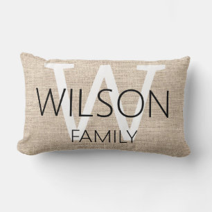 Cojín Lumbar Familia Rustic Linen Monogrammed