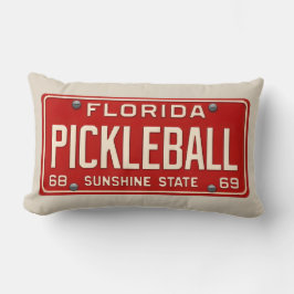 Cojín Lumbar Fanático del Pickleball - Placa de Matrícula Retro