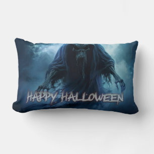 Cojín Lumbar Fantasma negro en un paisaje infernal - Halloween