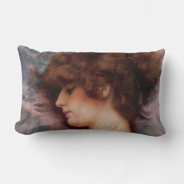 Cojín Lumbar Far Away Thoughts por John William Godward (Anverso)