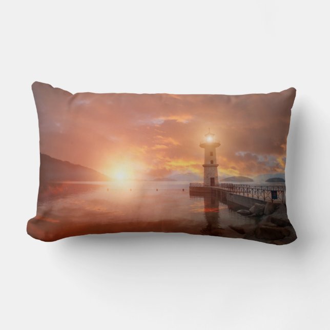 Cojín Lumbar Faro en el atardecer (Anverso)