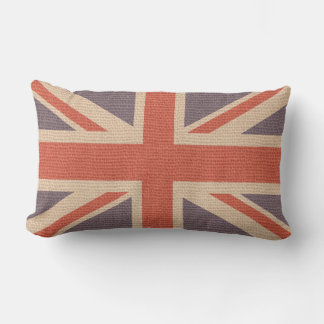 Cojín Lumbar Faux Burlap Jute Linen Look UK Flag