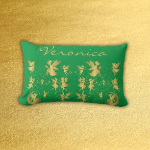 Cojín Lumbar Fe de oro con polvo de óxido en monograma verde  